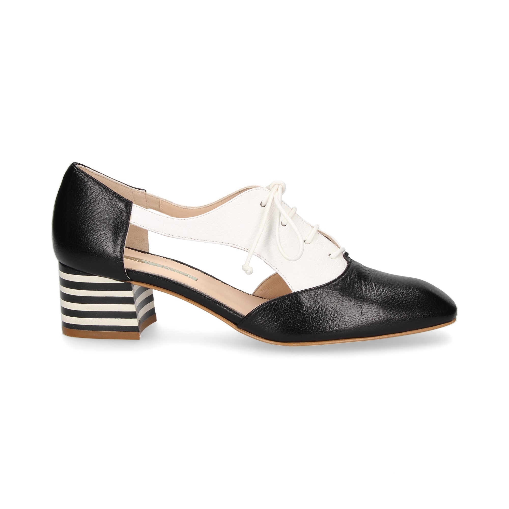 A/SIDES HEEL CORDONÉ BLANC/NOIR