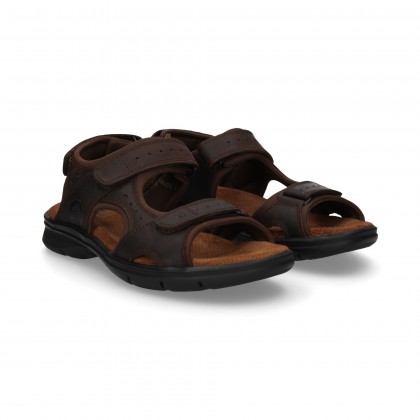 VELCRO SANDALS BROWN NAPPA LEATHER
