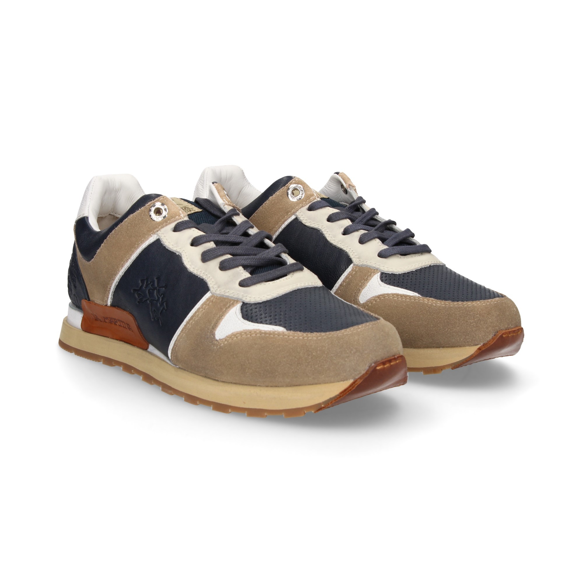 Baskets homme en daim BLUE/LEATHER La Martina