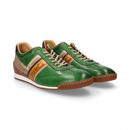 SPORTY CORDONED OFF GREEN LEATHER
