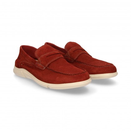 MOCCASIN MASK CHOPPED SUEDE RED