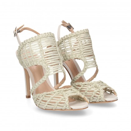 SANDAL WITH NATURAL LEATHER TRELLIS