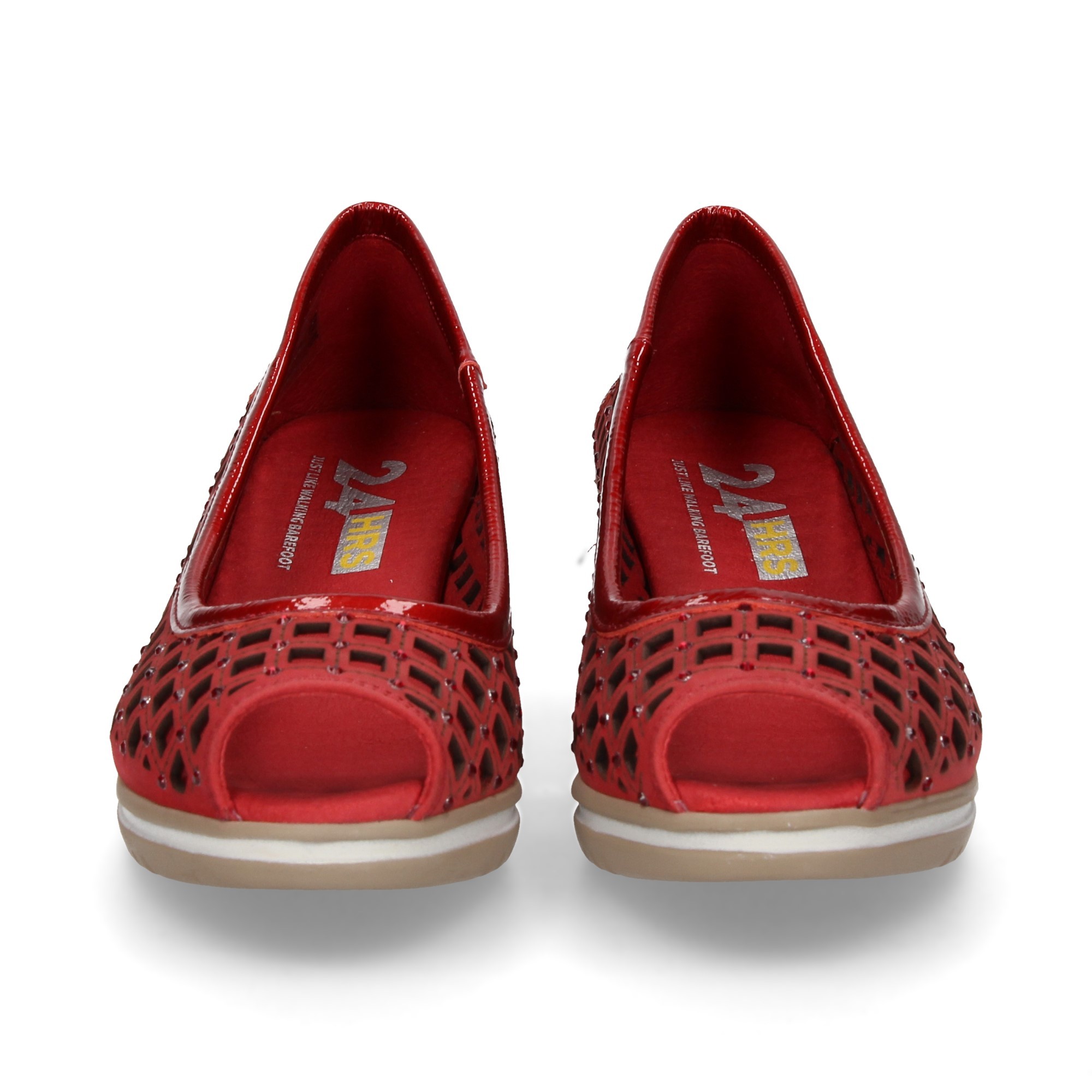 STRASS NUBUCK WEDGE TIP AVEC FRETWORK ROUGE