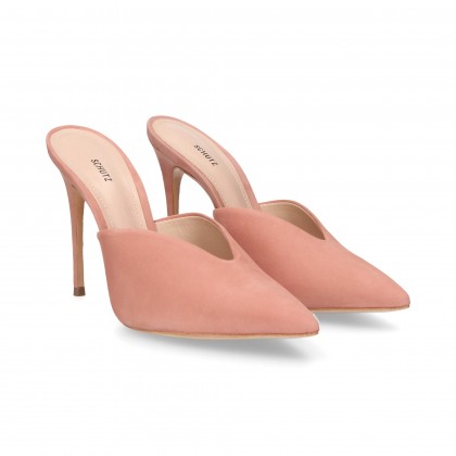 HIGH HEELS CLOGS WITH PINK SUEDE NECKLINE