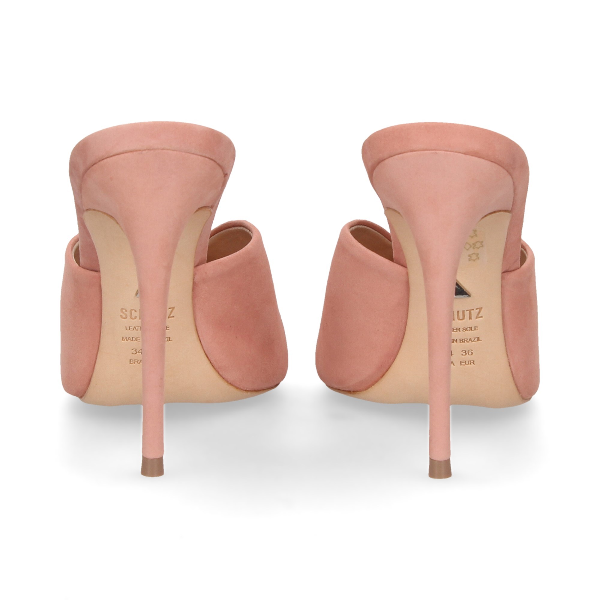 SABOTS À TALONS HAUTS AVEC ENCOLURE EN DAIM ROSE