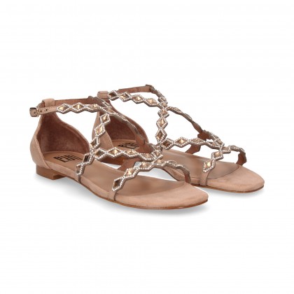 STRASS NUDE CROSS STRAPS SANDAL