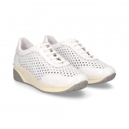 SPORTY LACED CHOPPED PATENT WHITE LACE