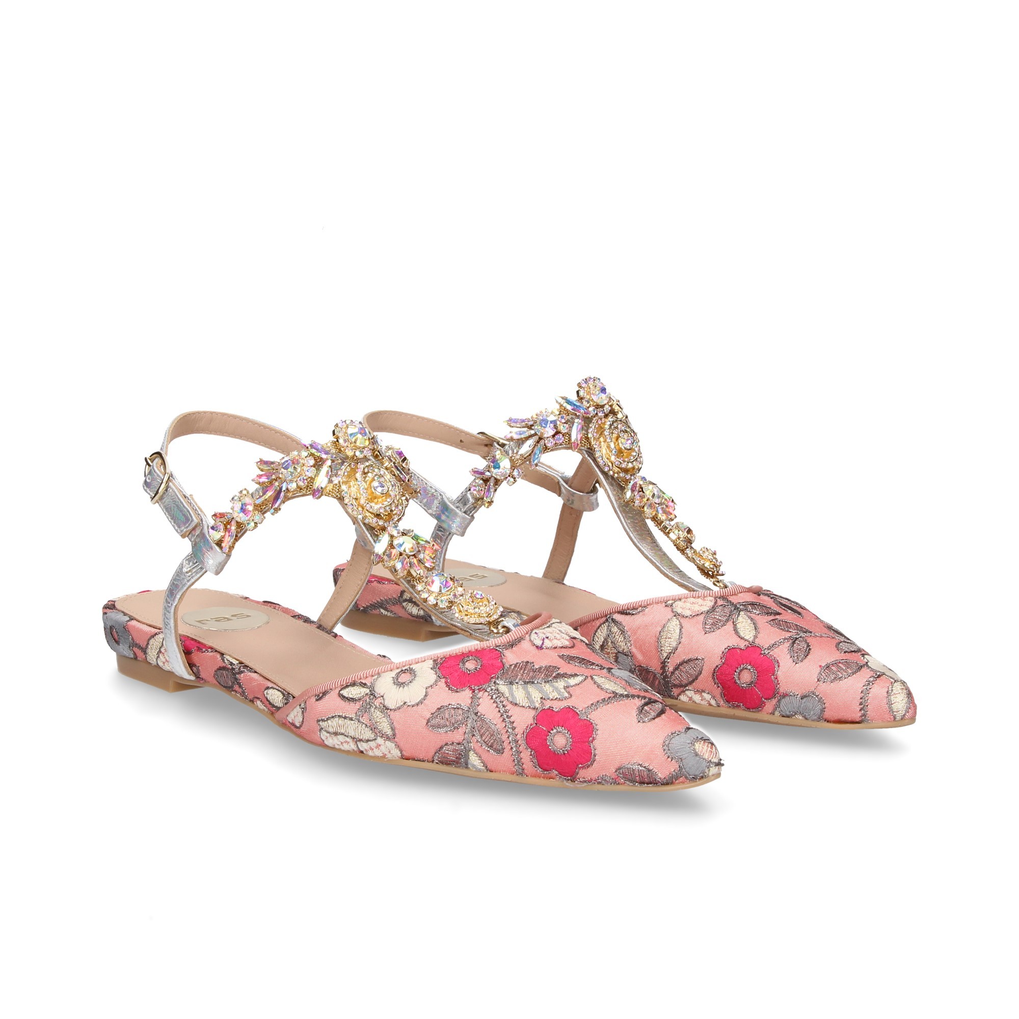 MULTI CORAIL BROCART COU-DE-PIEDS EN PIERRE DE BROCART