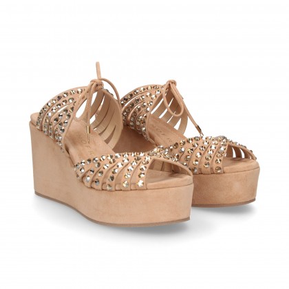 WEDGE STRIPS SUEDE STRASS SUEDE WEDGE