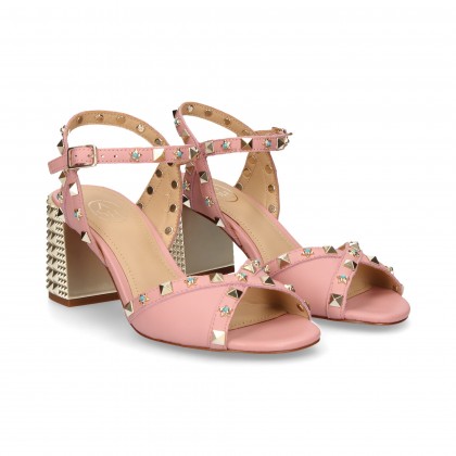 CARMELITA TACON HEEL PINK LEATHER STUDS