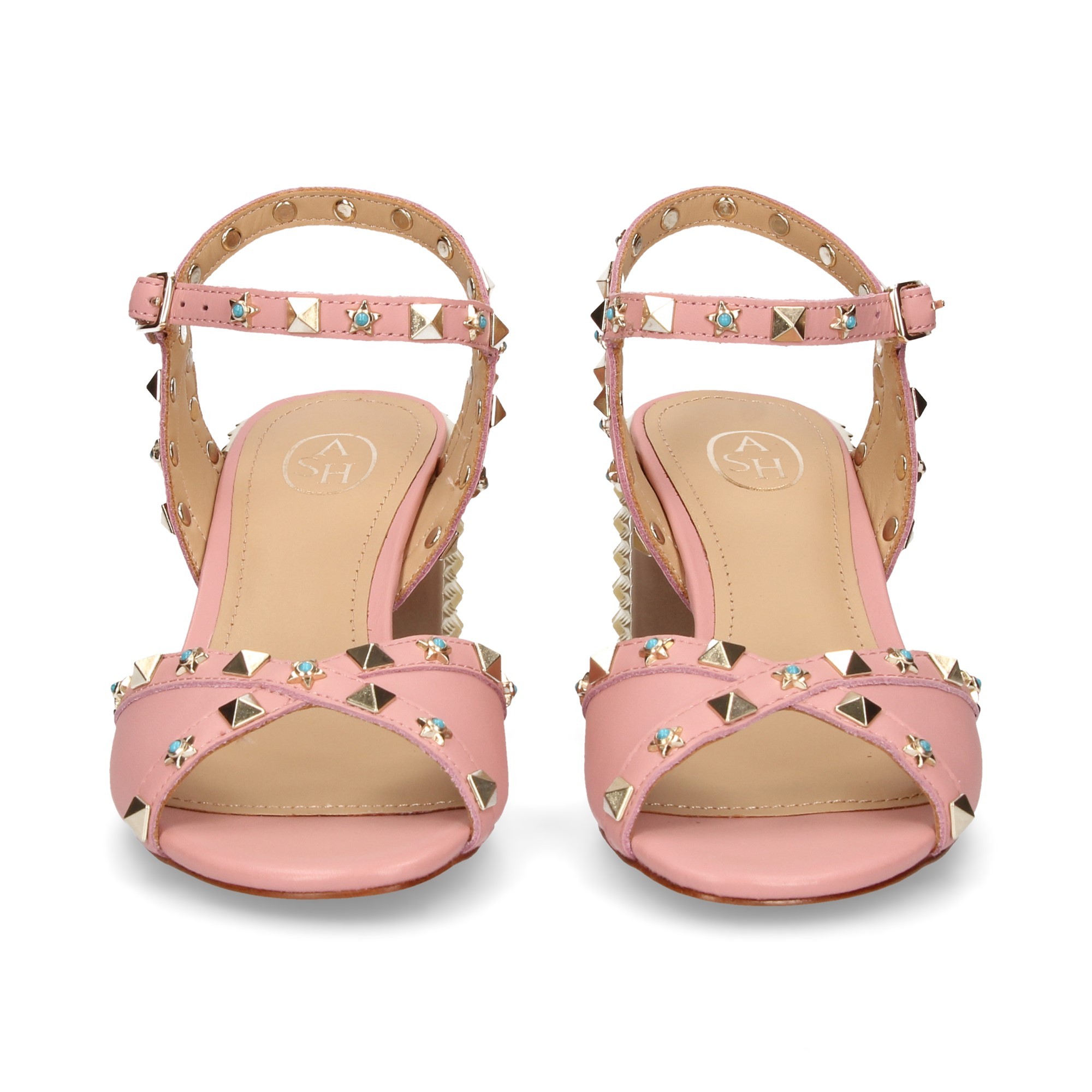 TALON TACON CARMELITA TACON ROSE CRAMPONS EN CUIR ROSE