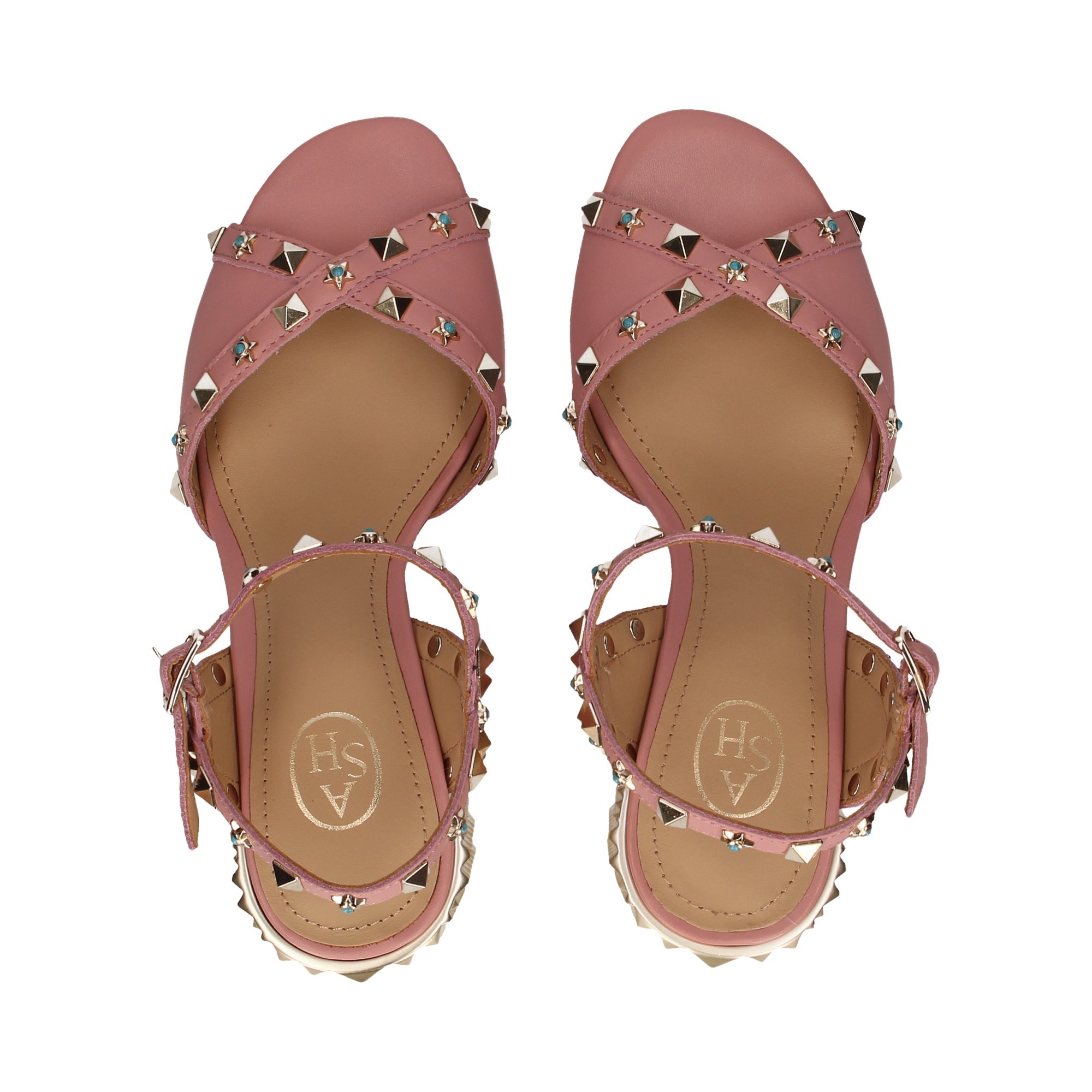 TALON TACON CARMELITA TACON ROSE CRAMPONS EN CUIR ROSE