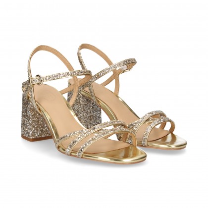 CARMELITA HEEL STRIPS CROSSES CARMELITA GLITTER CHAM HEELS