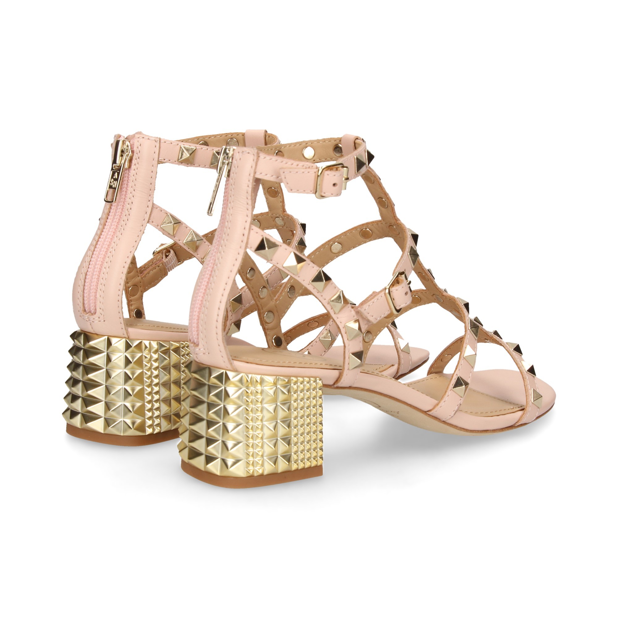 SANDALO BAMBINO CON BORCHIE IN PELLE ROSA