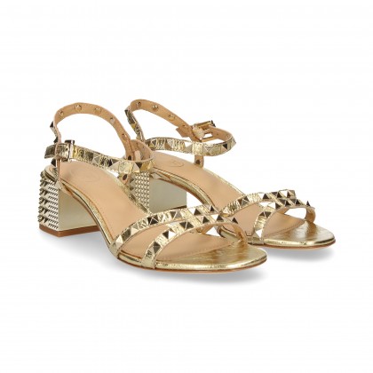 CARMELITA STUD STUD CRAVO COURO METAL OURO