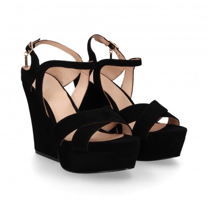 BLACK SUEDE CROSS SANDAL