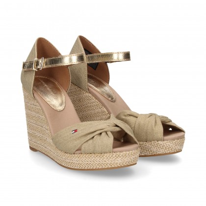 SANDALEN KEILRIEMEN QUERRIEMEN CANVAS BEIGE