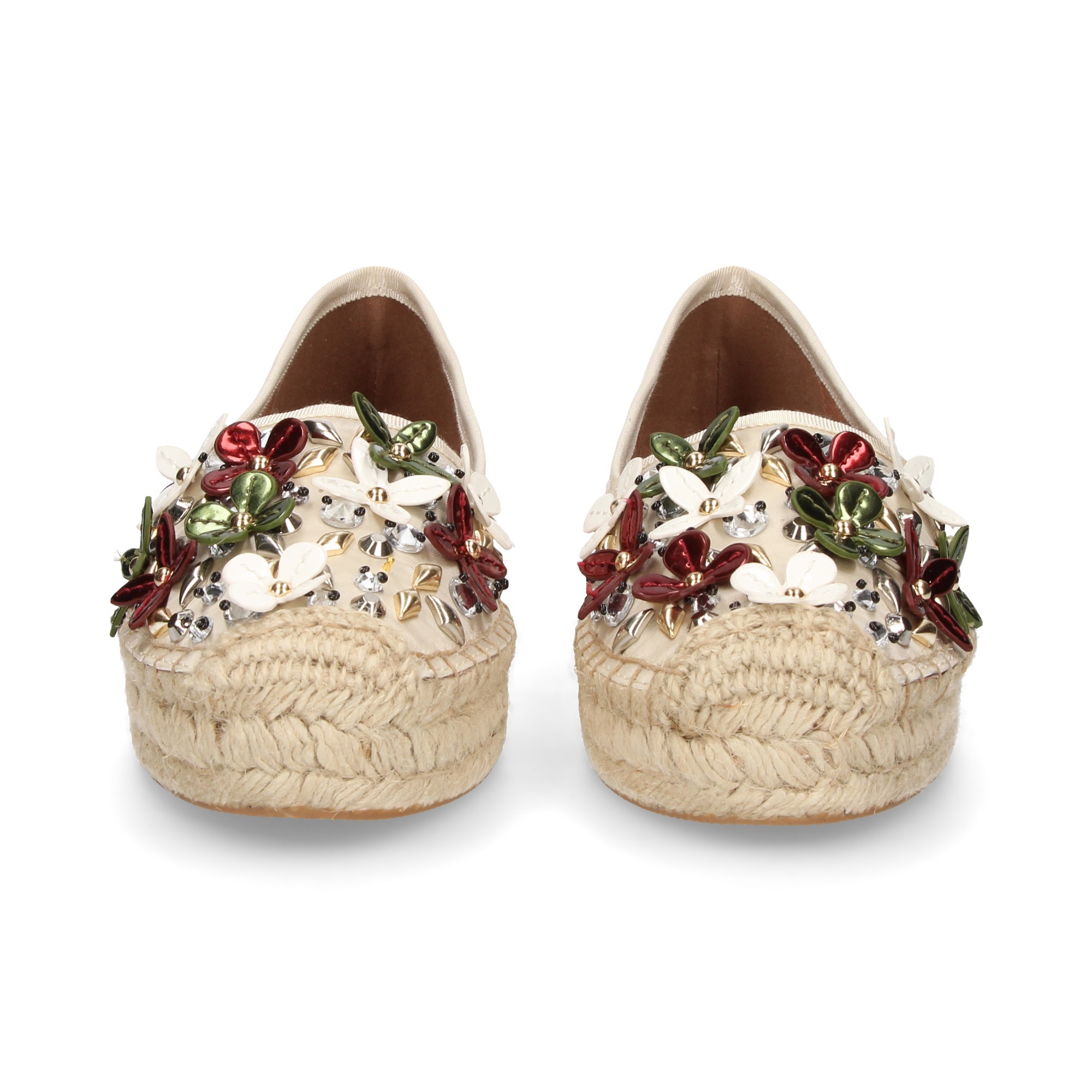 ESPADRILLA FIORI STRASS TESSILE BEIGE