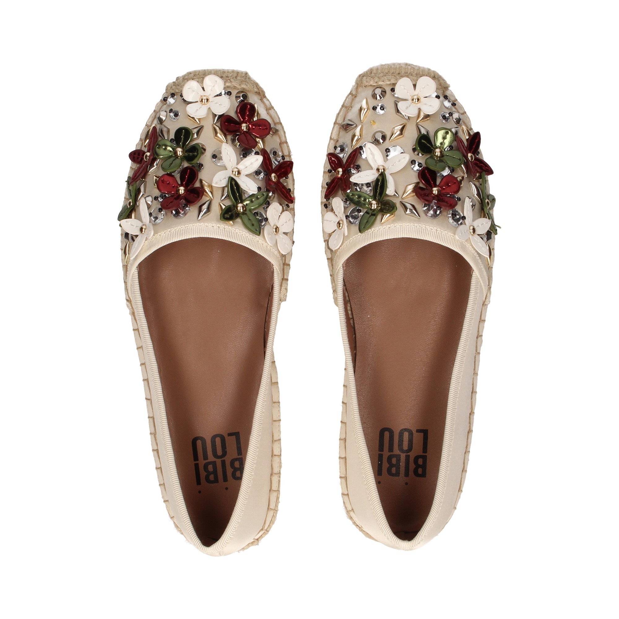 ESPADRILLE FLEURS STRASS TEXTILE BEIGE BEIGE