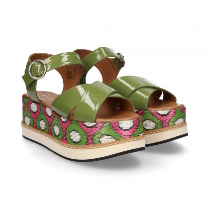 CARMELITE PLATFORM FANTASY PATENT LEATHER GREEN