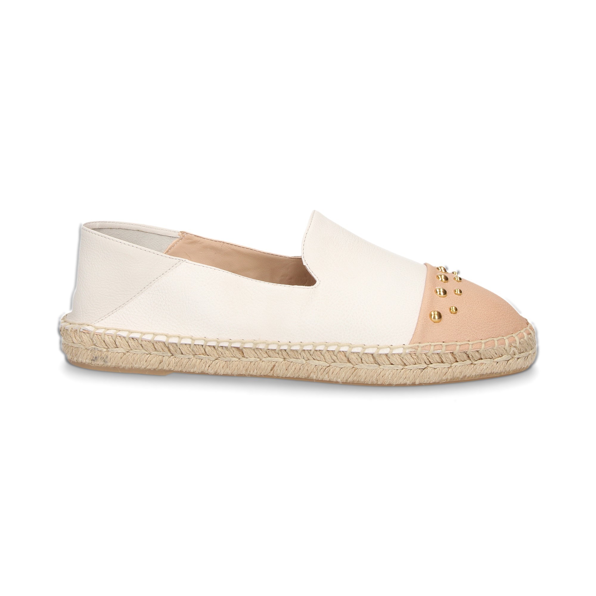 ESPADRILLE AVEC EMBOUT EN CUIR BLANC