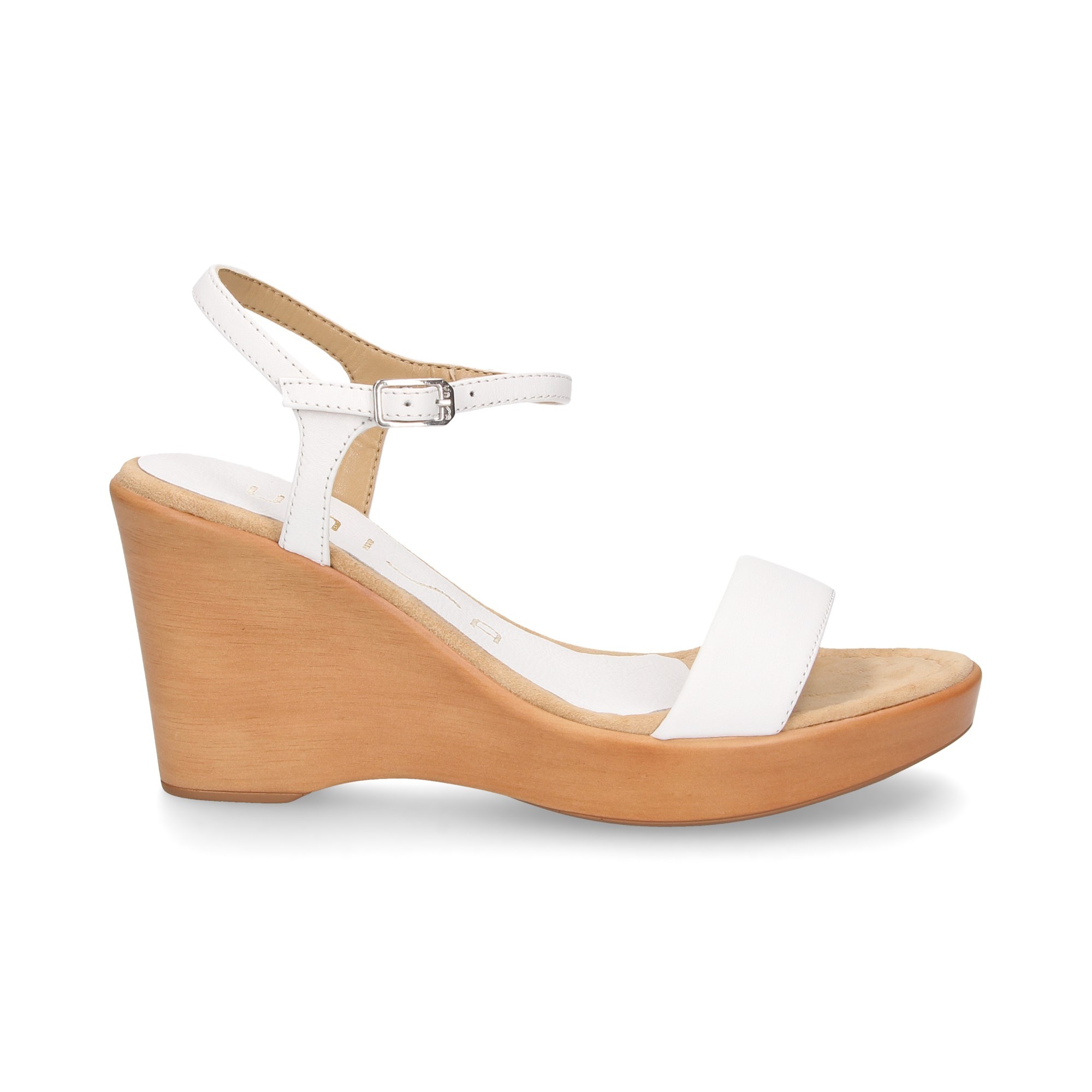 WEDGE EN CUIR BLANC CARMELITE