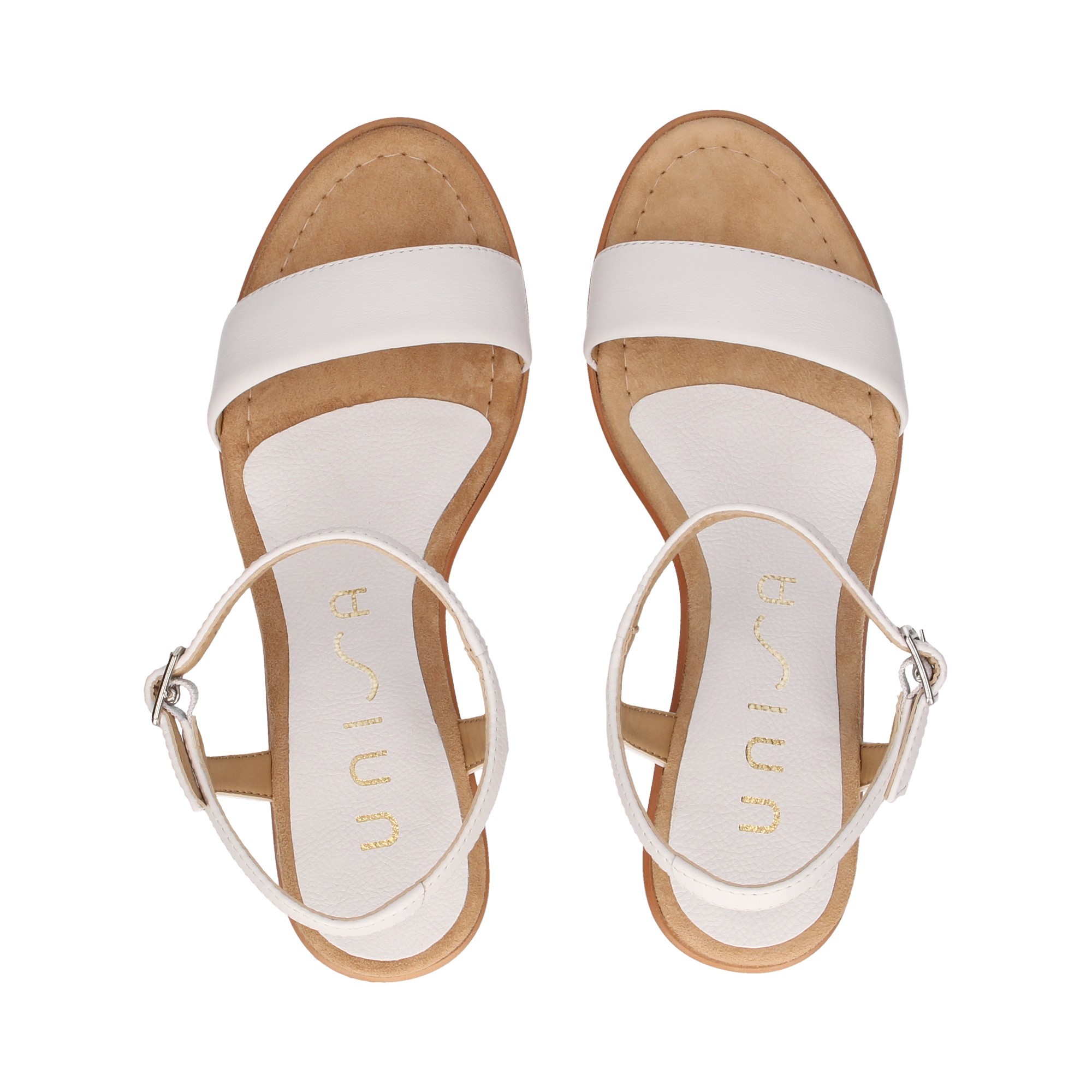 WEDGE EN CUIR BLANC CARMELITE