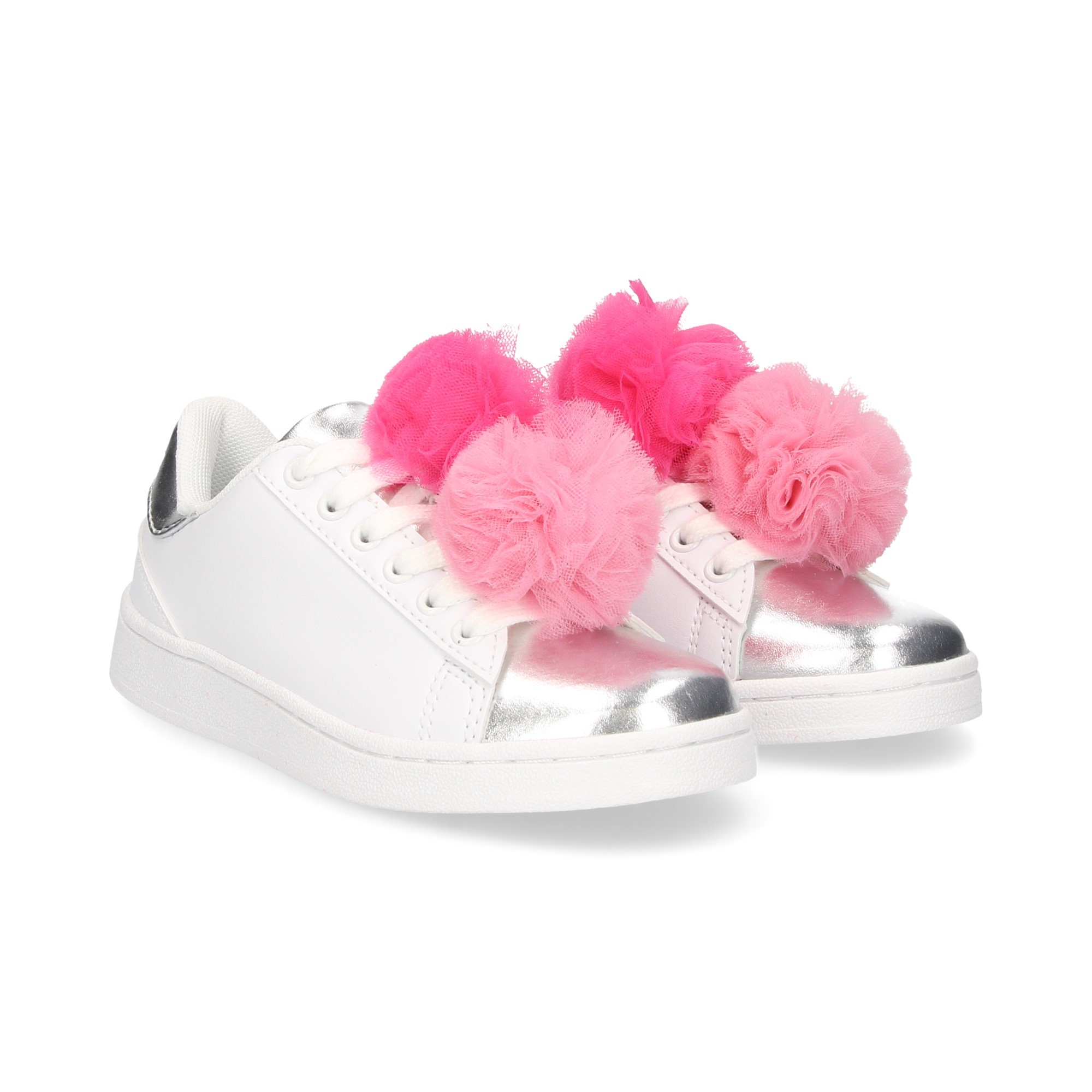 POMPON SPORTY POM POM BLANC/ARGENT