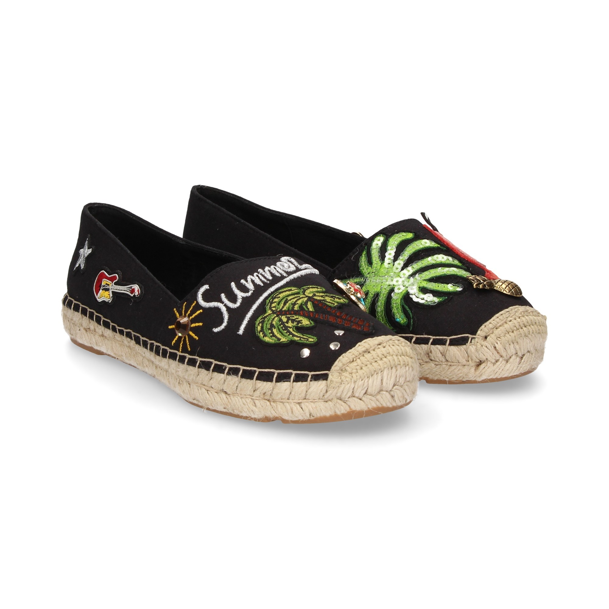 ESPADRILLES EN TISSU NOIR ESPADRILLES FANTAISIE ESPADRILLES FANTAISIE ESPADRILLES