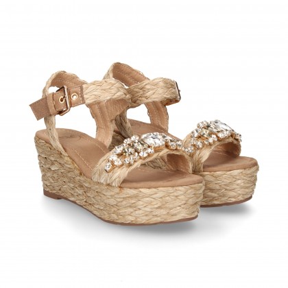 CARMELITE BEIGE RAFFIA WEDGE STONES