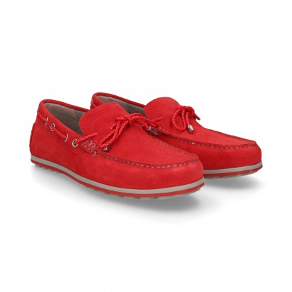 MOCCASIN SUEDE SUEDE BOW RED