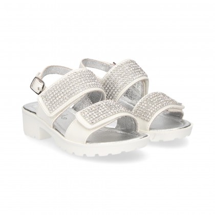 SANDAL 2 STRAPS STRAS WHITE