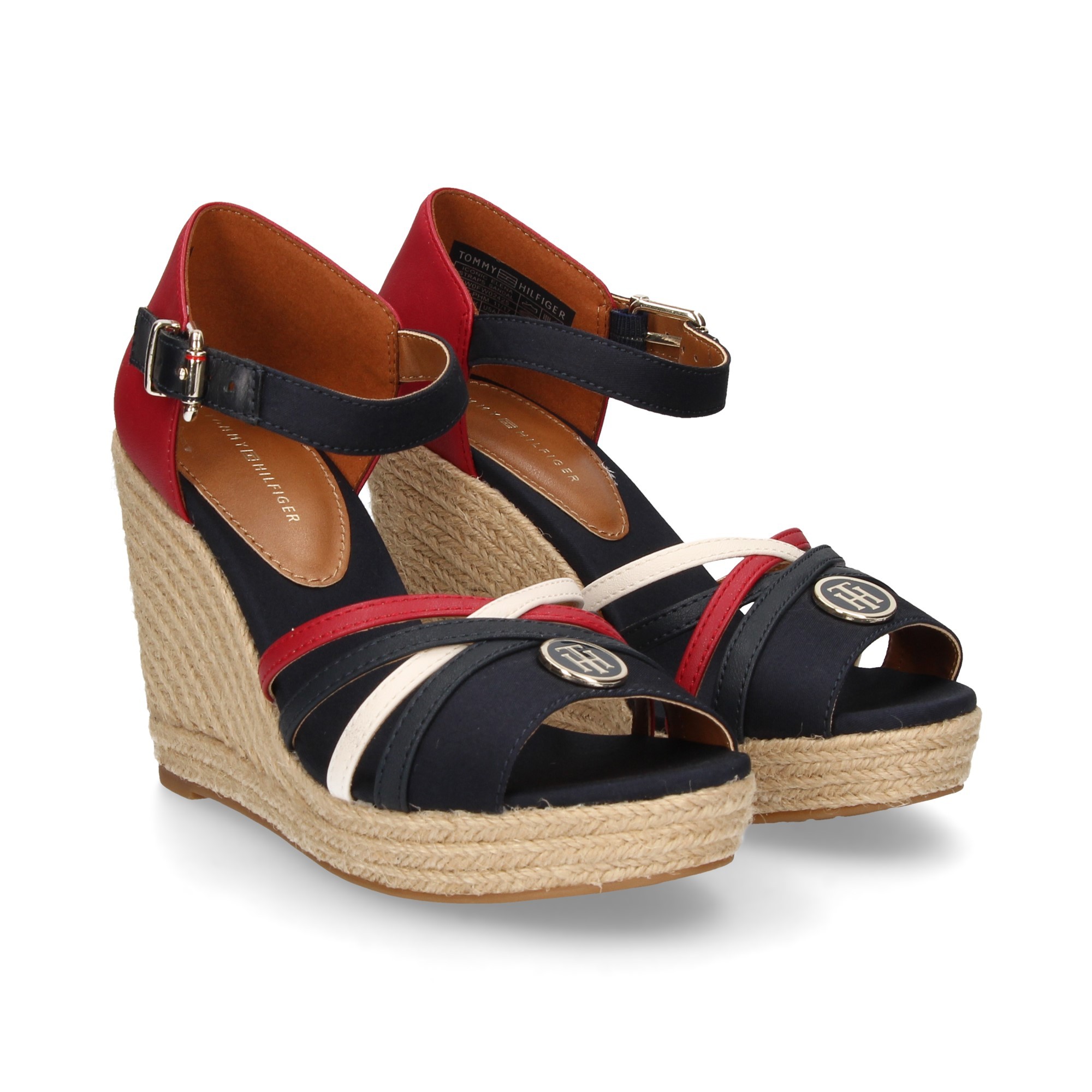 JUTE WEDGE TEXTILE MULTI MARINE EN CUIR MULTI MARINE