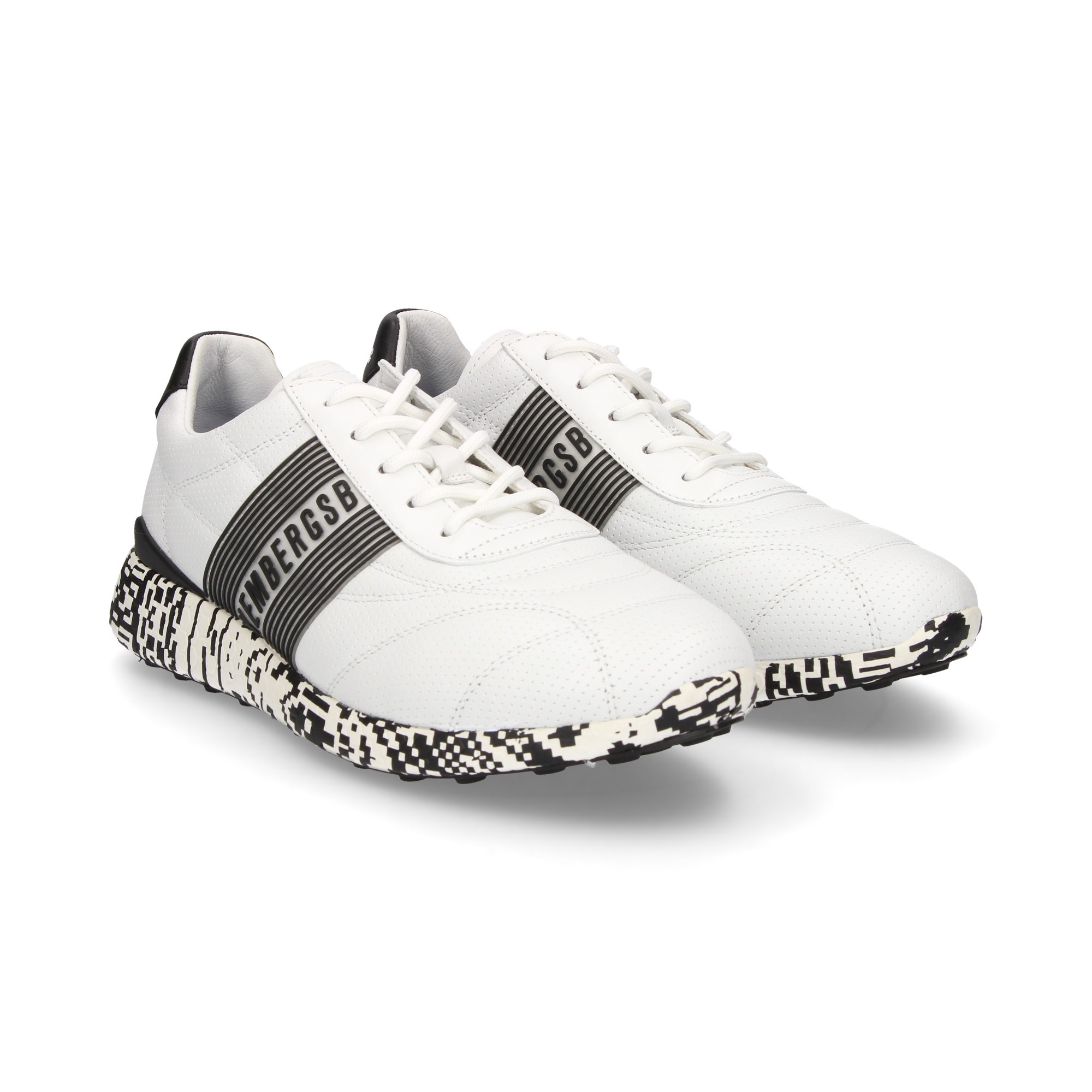 CUIR BLANC SPORT LACET EN CUIR BLANC HACHÉ BLANC