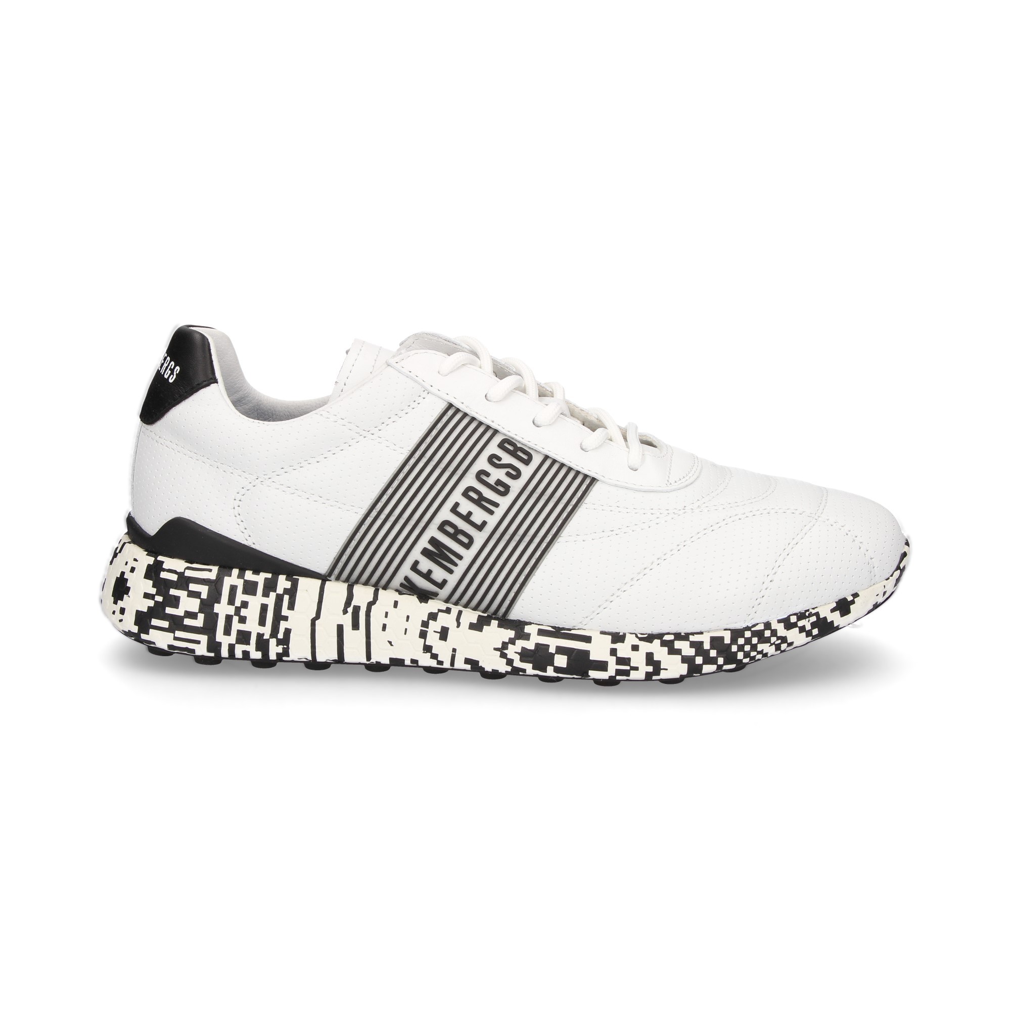 CUIR BLANC SPORT LACET EN CUIR BLANC HACHÉ BLANC