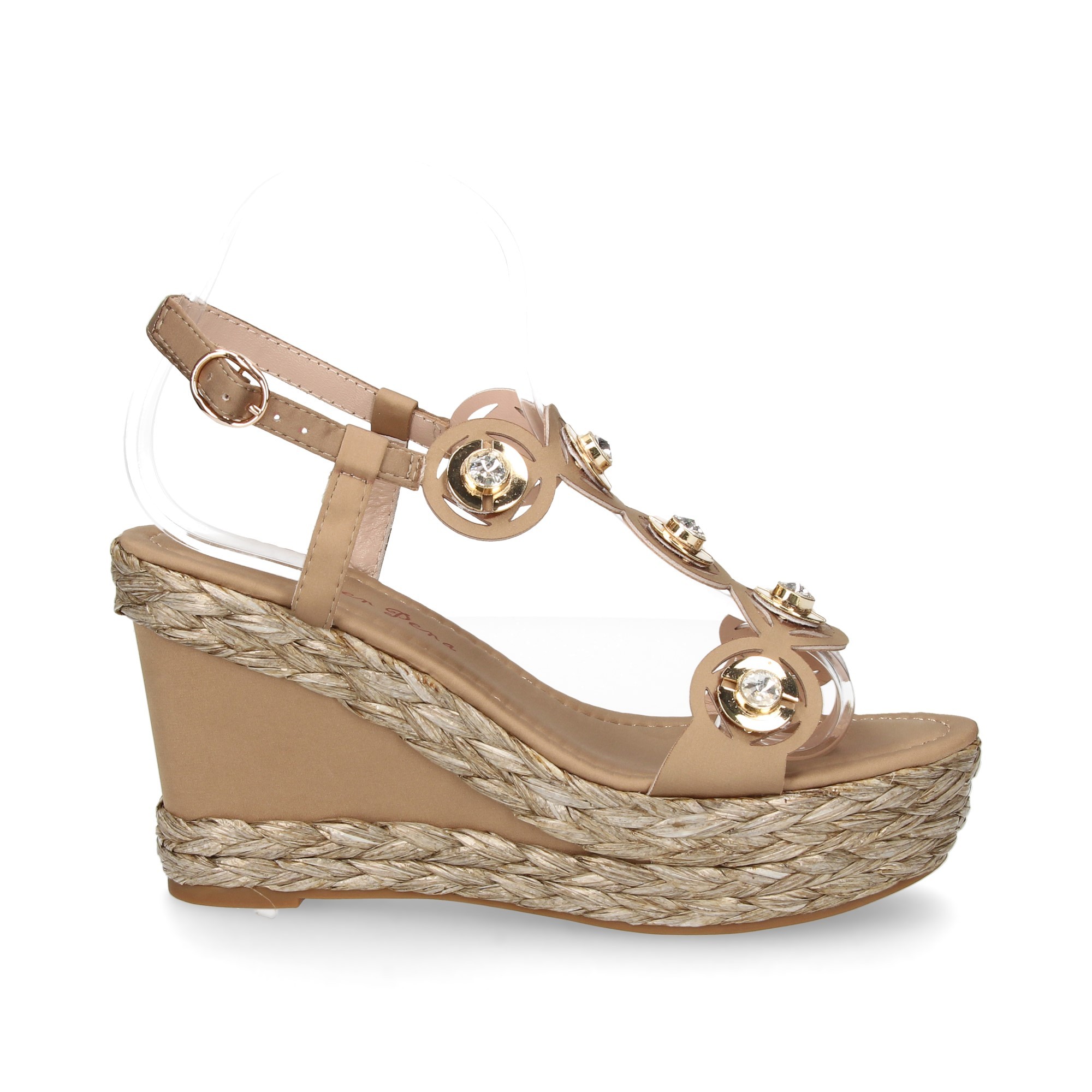 WEDGE T RAPHIA PIERRES SATIN BRONZE BRONZE SATINÉ WEDGE