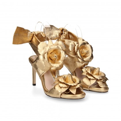 SANDALE BLUME LEDERBAND METALLIC GOLD 