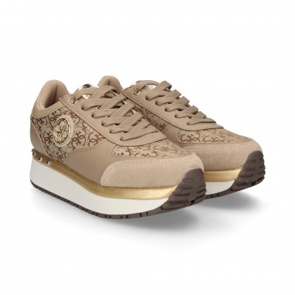 SPORTIVO LOGO IN TESSUTO/PELLE BEIGE