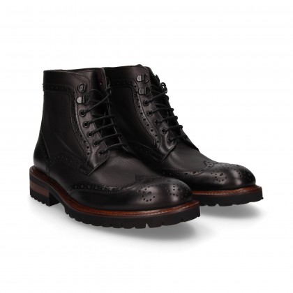 CHOPPED LEATHER/BLACK LEATHER BOOT