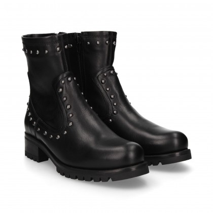 BOOTIE CREMALLE BOOT SKIN STUDS BLACK LEATHER