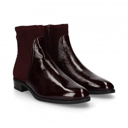 BOTAS CAMURÇA CAMURÇA PATENTEADA COURO ZIPPER BURGUNDY