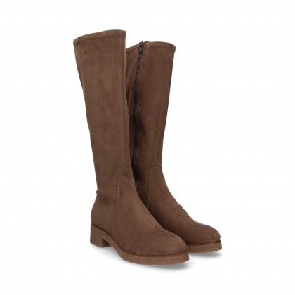 ZIPPER BOOT SUEDE ZIPPER/BEIGE LYCRA