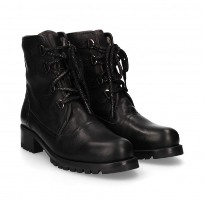 BOOTIE LACE UP BOOT HAIR INTER BLACK LEATHER