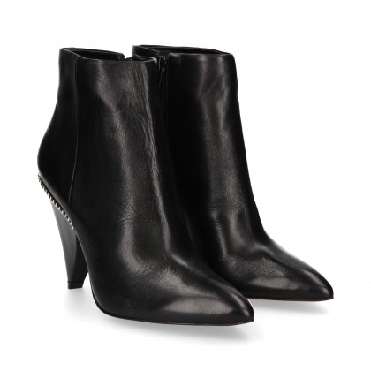 BLACK LEATHER CUBAN HIGH HEEL PIPING BOOT