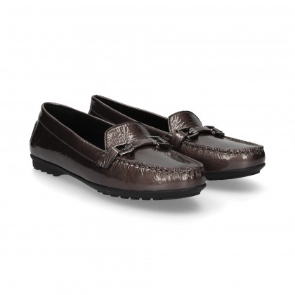 ESLAVON GREY PATENT LEATHER MOCCASIN