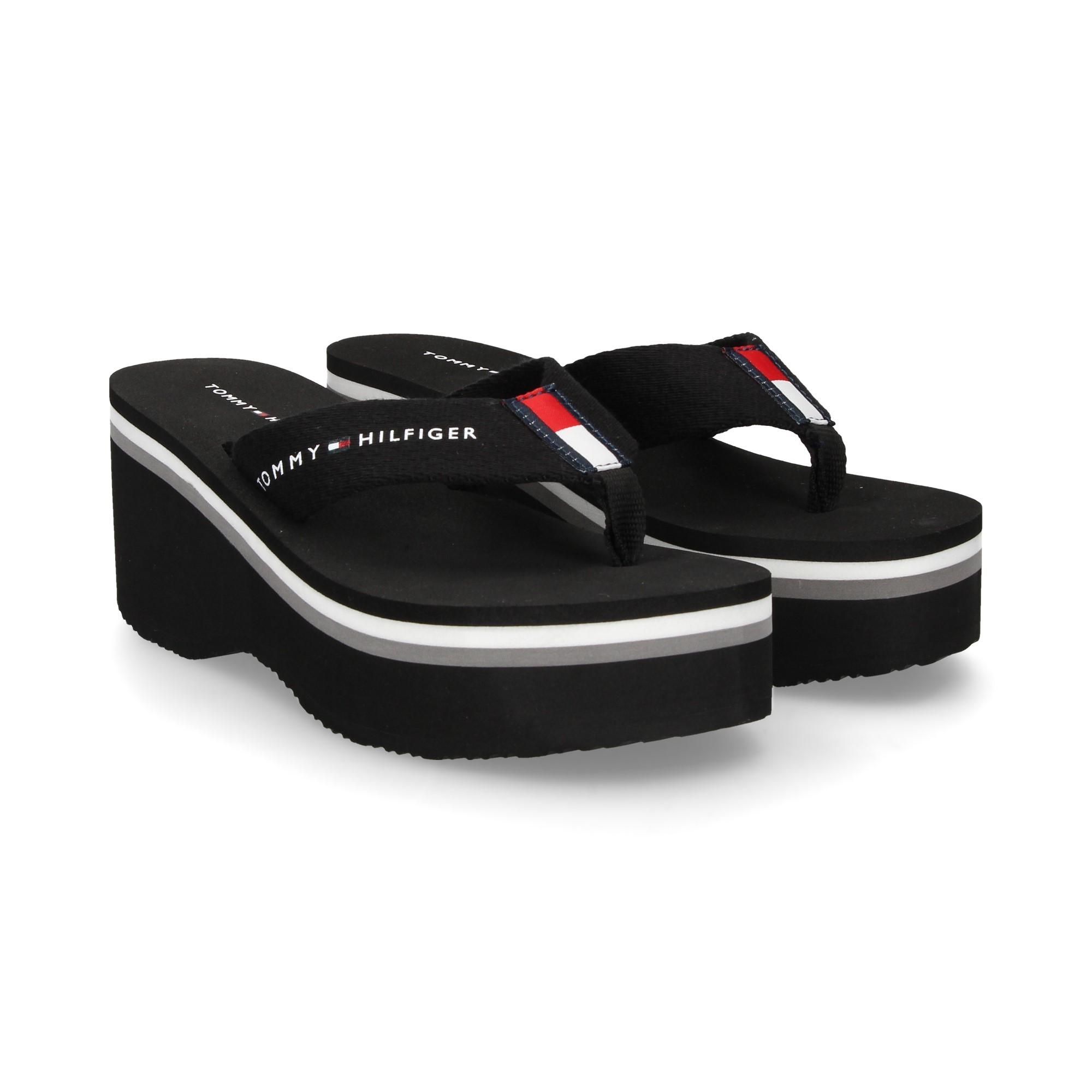 tommy hilfiger black flip flops