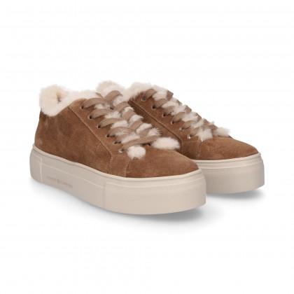 SPORTY CORDONED OFF HAIR SUEDE CAMEL