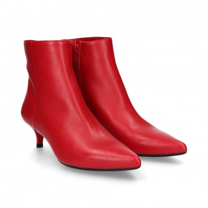 BOTIN CALCANHAR BAIXO ZIPPER COURO VERMELHO