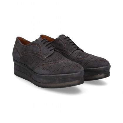 BLUCHER ACORDONADO CUÑA PICADO ANTE GRIS