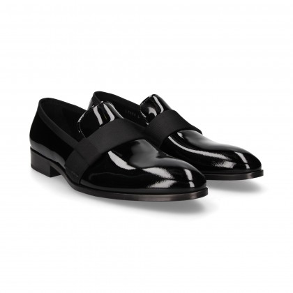 MOCCASIN STRIP PATENT LEATHER BLACK